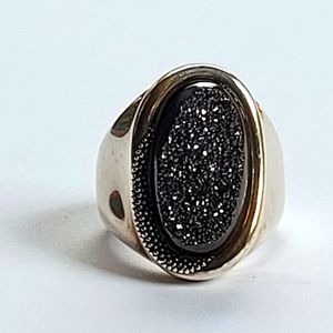 MICHAEL DAWKINS | Sterling Silver Starry Night Druzy Ring, Sz 8
